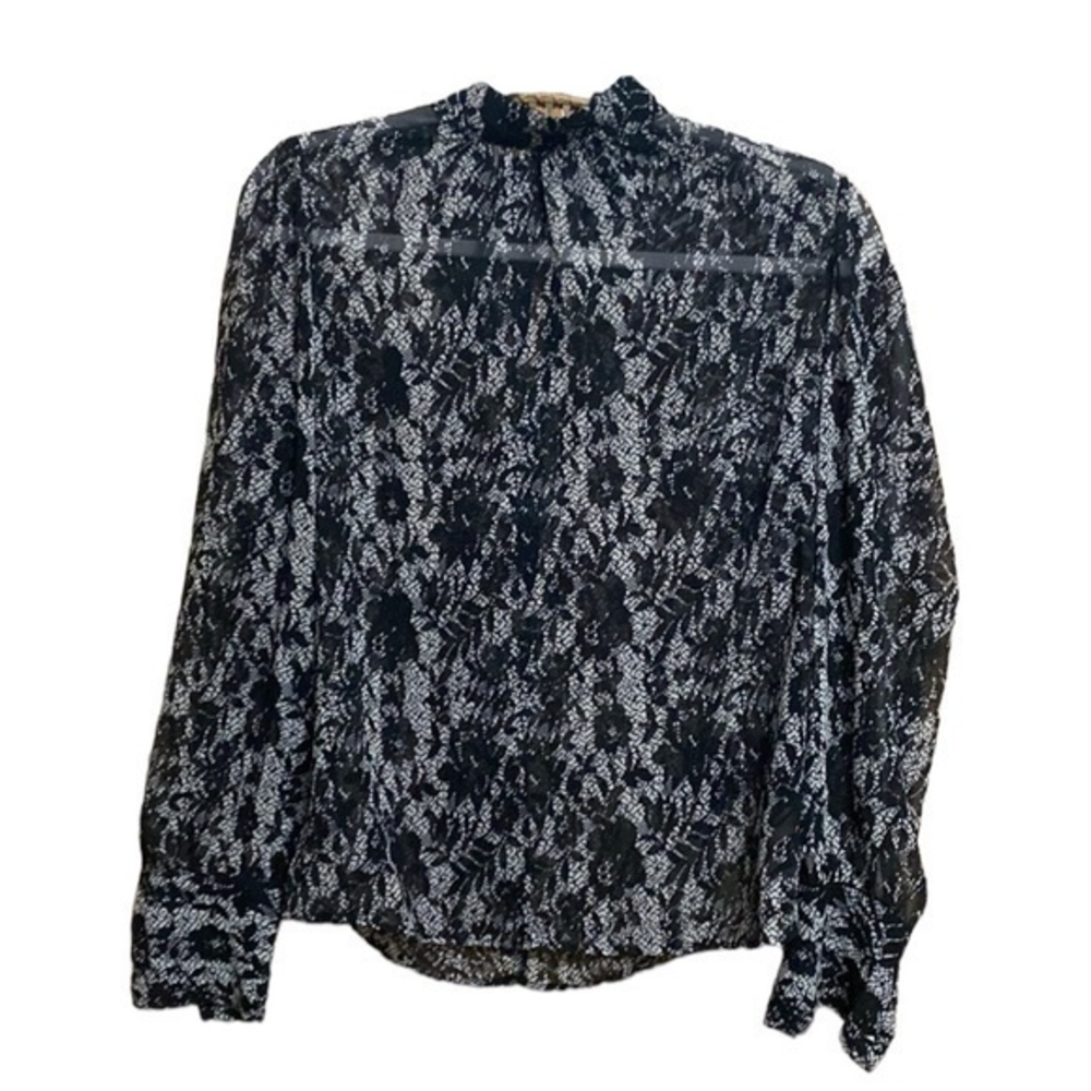 Who What‎ Wear Sheer Lace Print Blouse